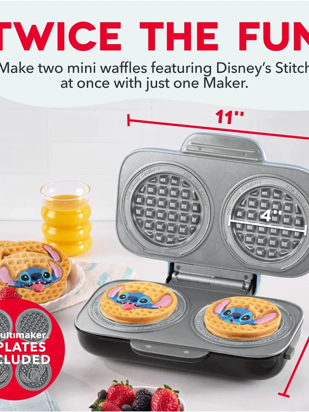 Disney Dash Stitch Double Mini Waffle Maker System